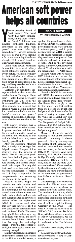 2025-06-28 American Soft Power Helps All Countries. - NY Daily News Screenshot